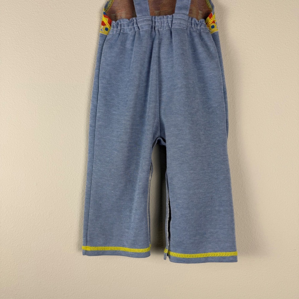 Vintage Carters‎ Kids Blue Train Overalls 24 Months Romper Jumper Snap Button - Picture 6 of 9